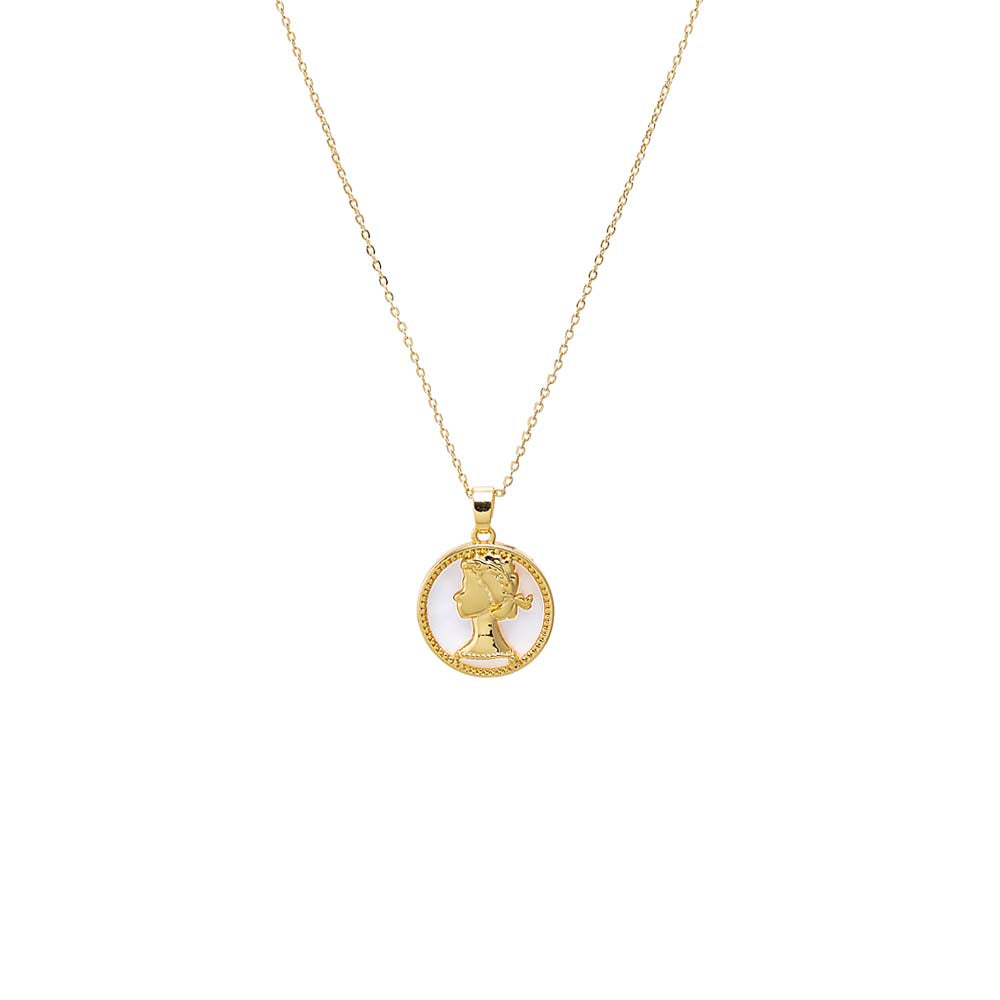 Gold Vintage Coin MOP Pendant Necklace - Adina's Jewels
