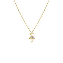 Gold CZ Mushroom Toggle Pendant Necklace - Adina's Jewels