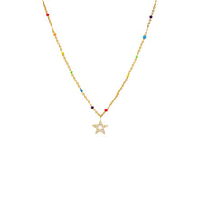 Multi-Color Pave Star Multi Color Beaded Necklace - Adina's Jewels