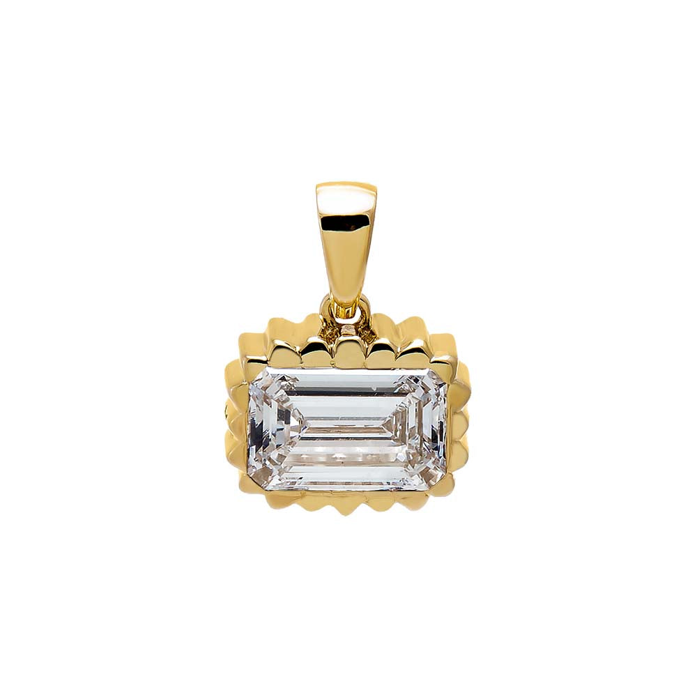 14K Gold / 1CT Lab Grown Diamond Bezel Emerald Pendant 14K - Adina's Jewels