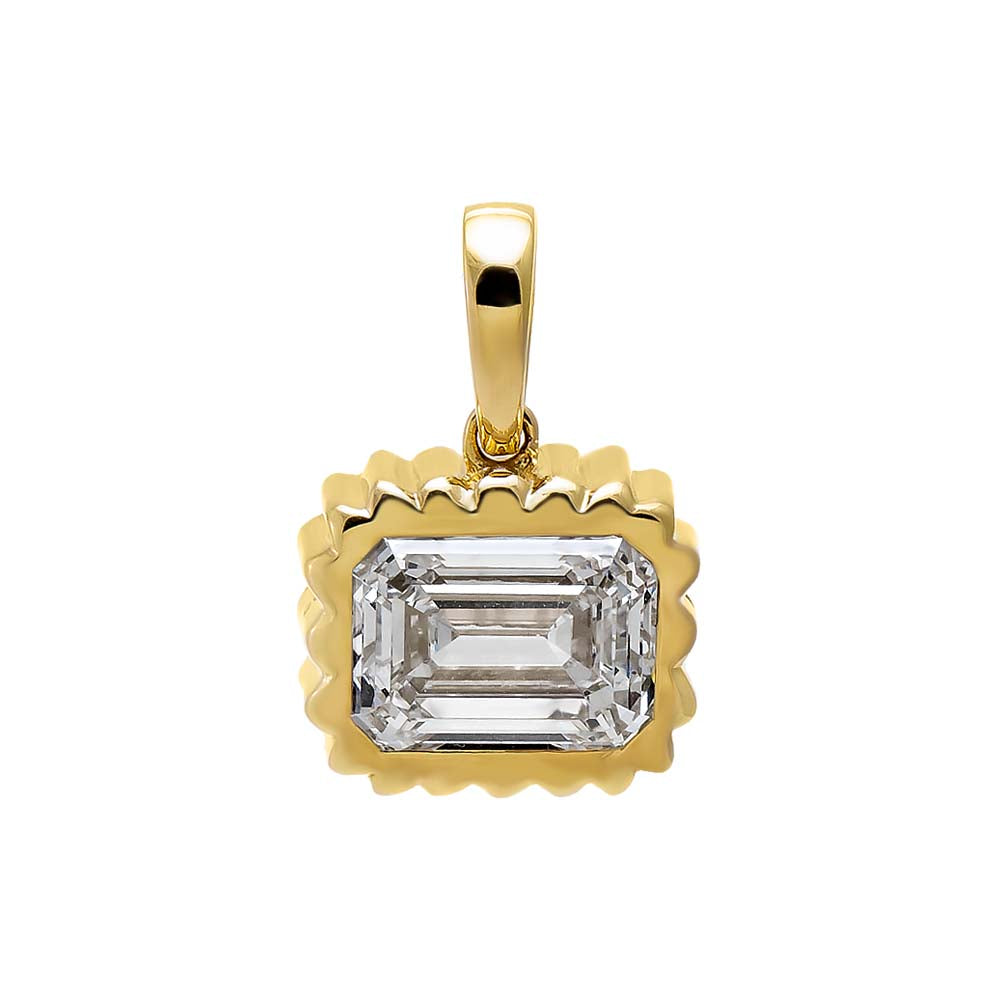 Lab Grown Diamond Bezel Emerald Pendant 14K - Adina's Jewels