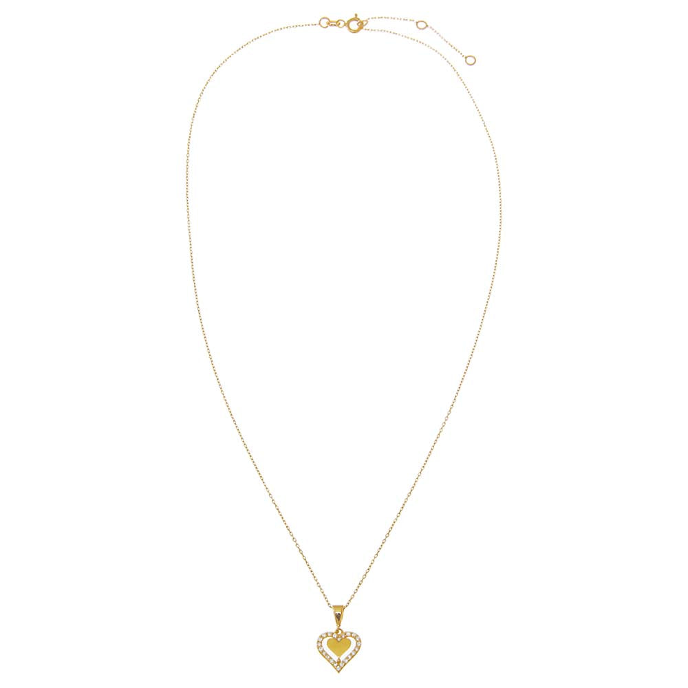 Diamond Solid/Pave Cutout Heart Pendant Necklace 14K - Adina's Jewels