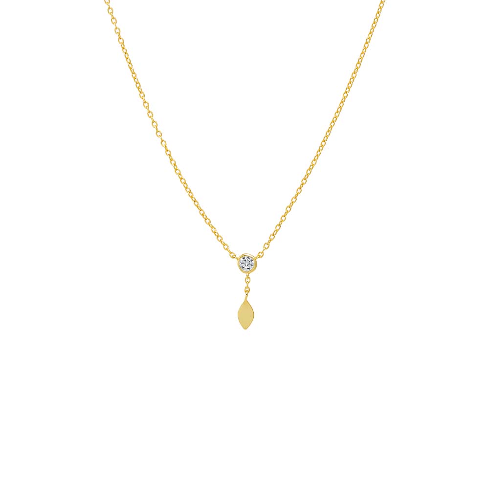 Gold CZ Bezel X Solid Marquise Drop Necklace - Adina's Jewels