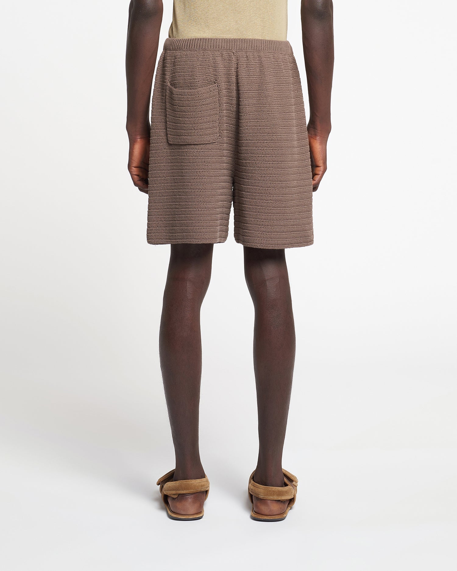 Mens | Caden Linear Crochet Shorts | Fossil Brown