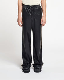 Mens | Ceron Raffia-Trimmed Okobor Alt-Leather Pants | Black