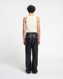 Mens | Ceron Raffia-Trimmed Okobor Alt-Leather Pants | Black