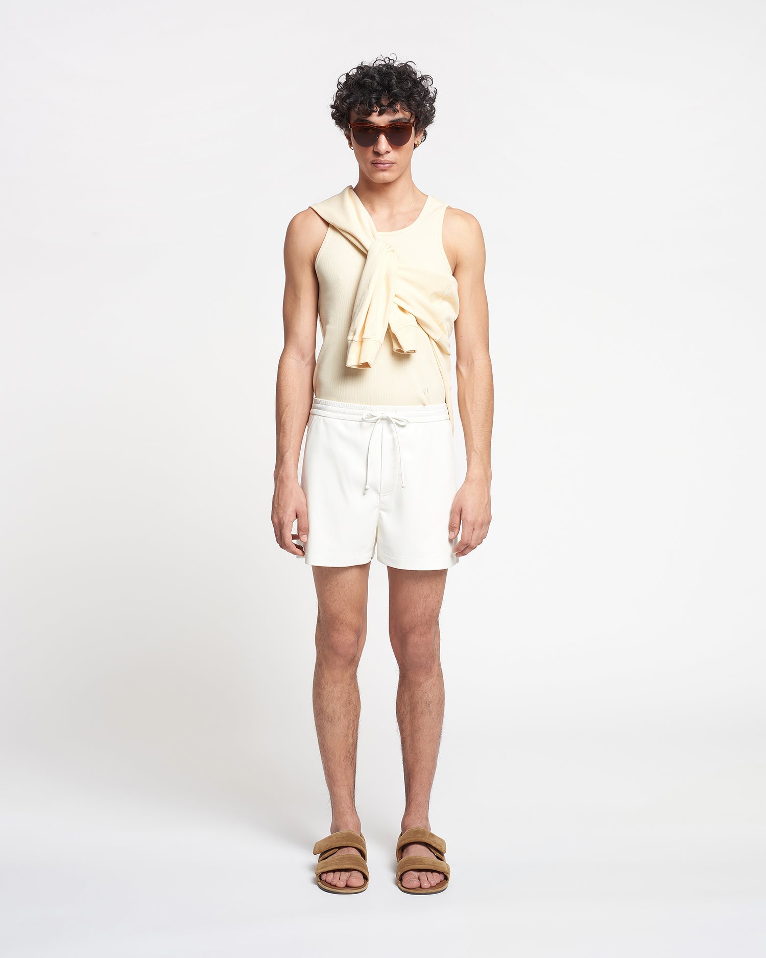 Mens | Amil Okobor Alt-Leather Shorts | White