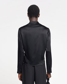 Mens | Tebbe Slip Satin Wrap Shirt | Black