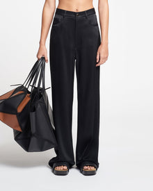 Womens | Josine Slip Satin Baggy Pants | Black