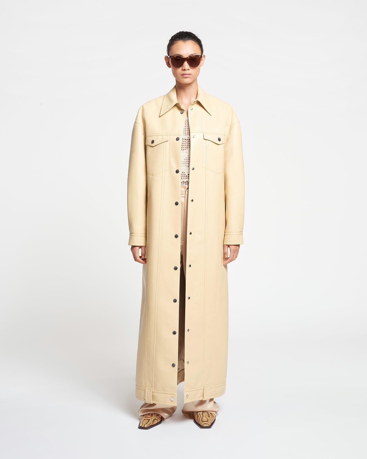 Womens | Keano Regenerated Leather Coat | Vintage Creme