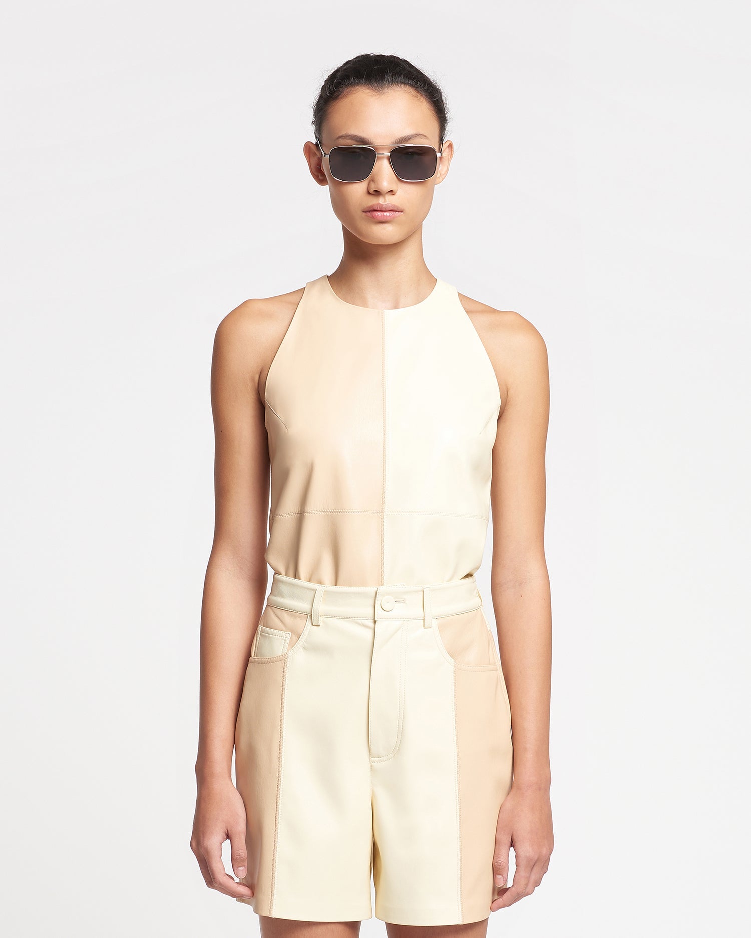 Womens | Teza Alt-Leather Top | Eggshell/Vanilla