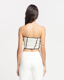 Womens | Luisa Patchwork Mesh-Jersey Tube Top | White Wax/Black