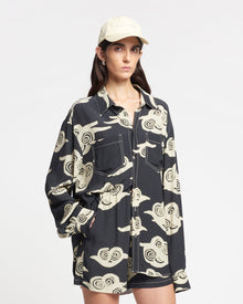 Womens | Nerissa Printed Crepe Shirt | Cloud Black/Creme