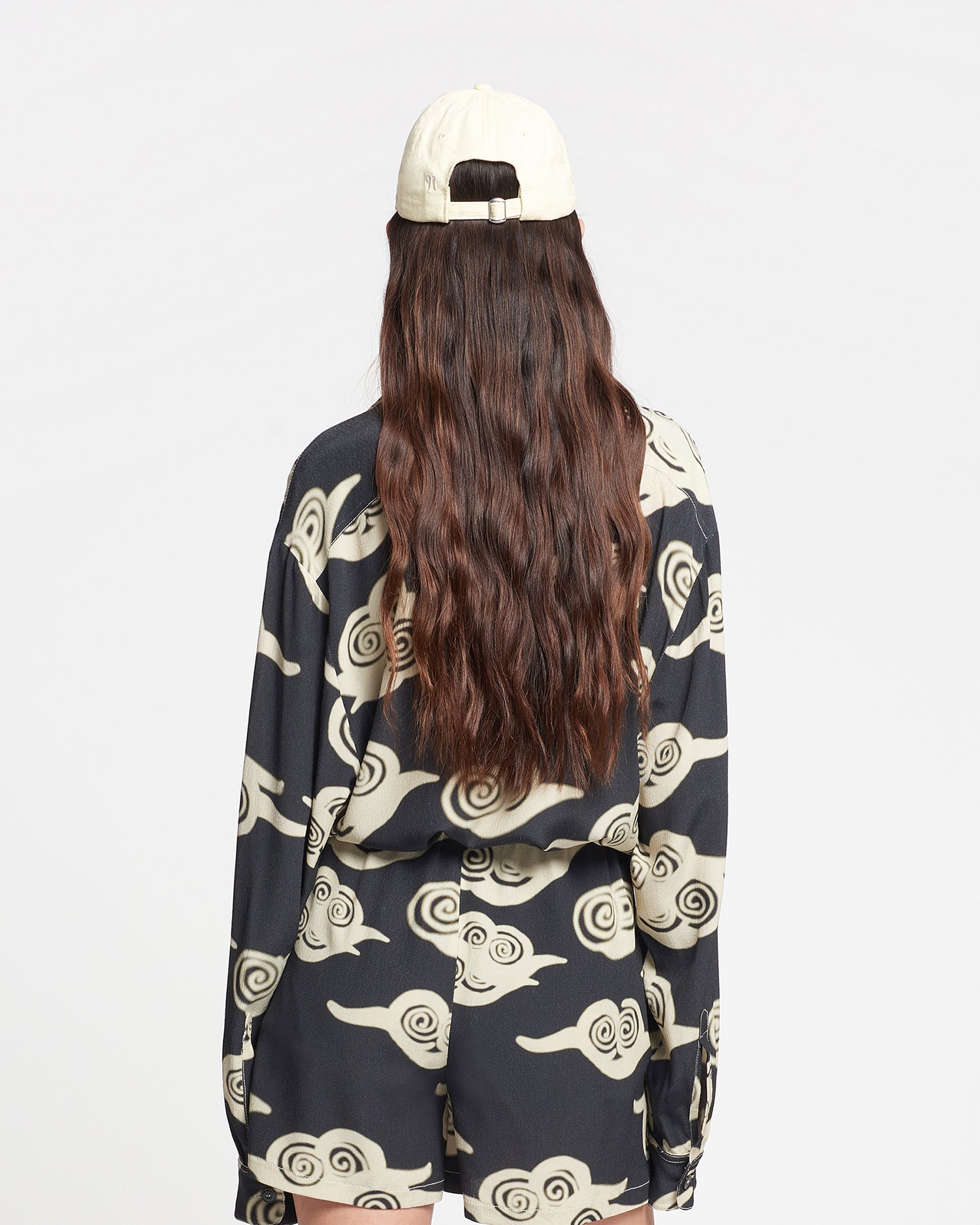 Womens | Nerissa Printed Crepe Shirt | Cloud Black/Creme