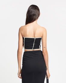 Womens | Luisa Patchwork Mesh-Jersey Tube Top | Black/White Wax