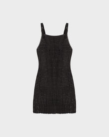 The Rudsak NATALIA - 8524045 Black is a sleeveless women’s mini dress with wide shoulder straps and a square neckline, shown on a plain white background.