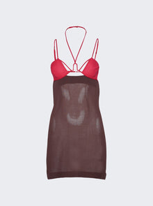 Women | Nensi Dojaka | U Wire Bra Mini Dress | Bitter Chocolate & Hot Pink