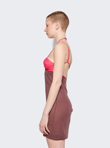 Women | Nensi Dojaka | U Wire Bra Mini Dress | Bitter Chocolate & Hot Pink