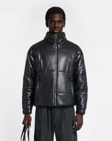 Mens | Marron Okobor Alt-Leather Puffer Jacket | Black