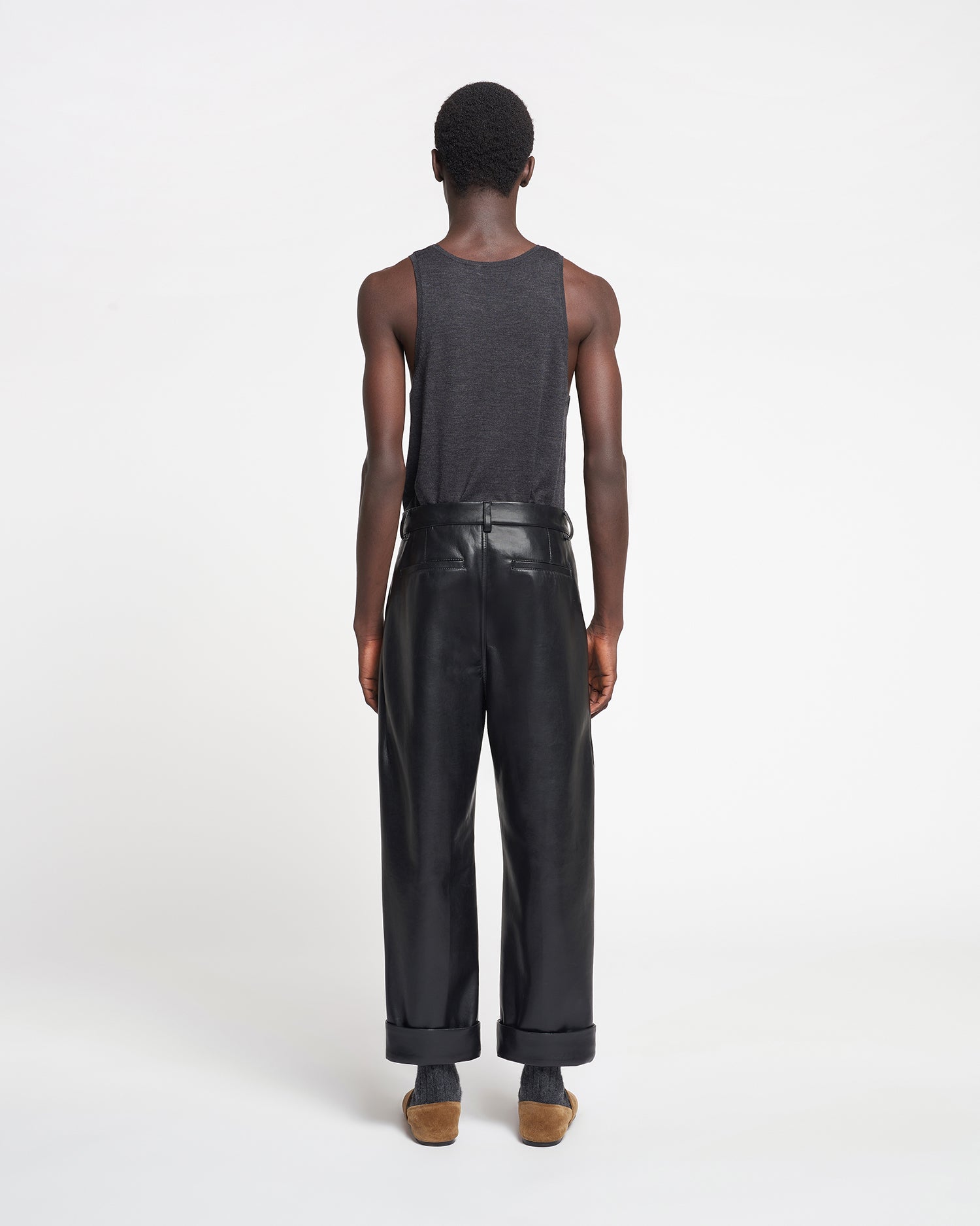 Mens | Zayden Regenerated Leather Tapered Pants | Black