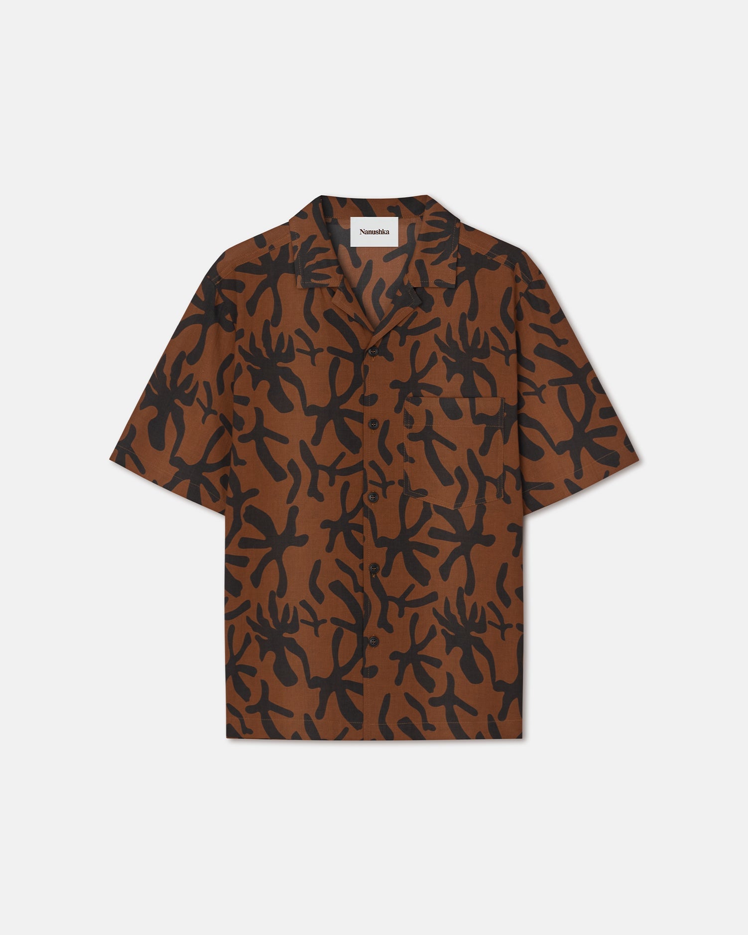 Mens | Bodil Printed Cotton Shirt | Reef Brown