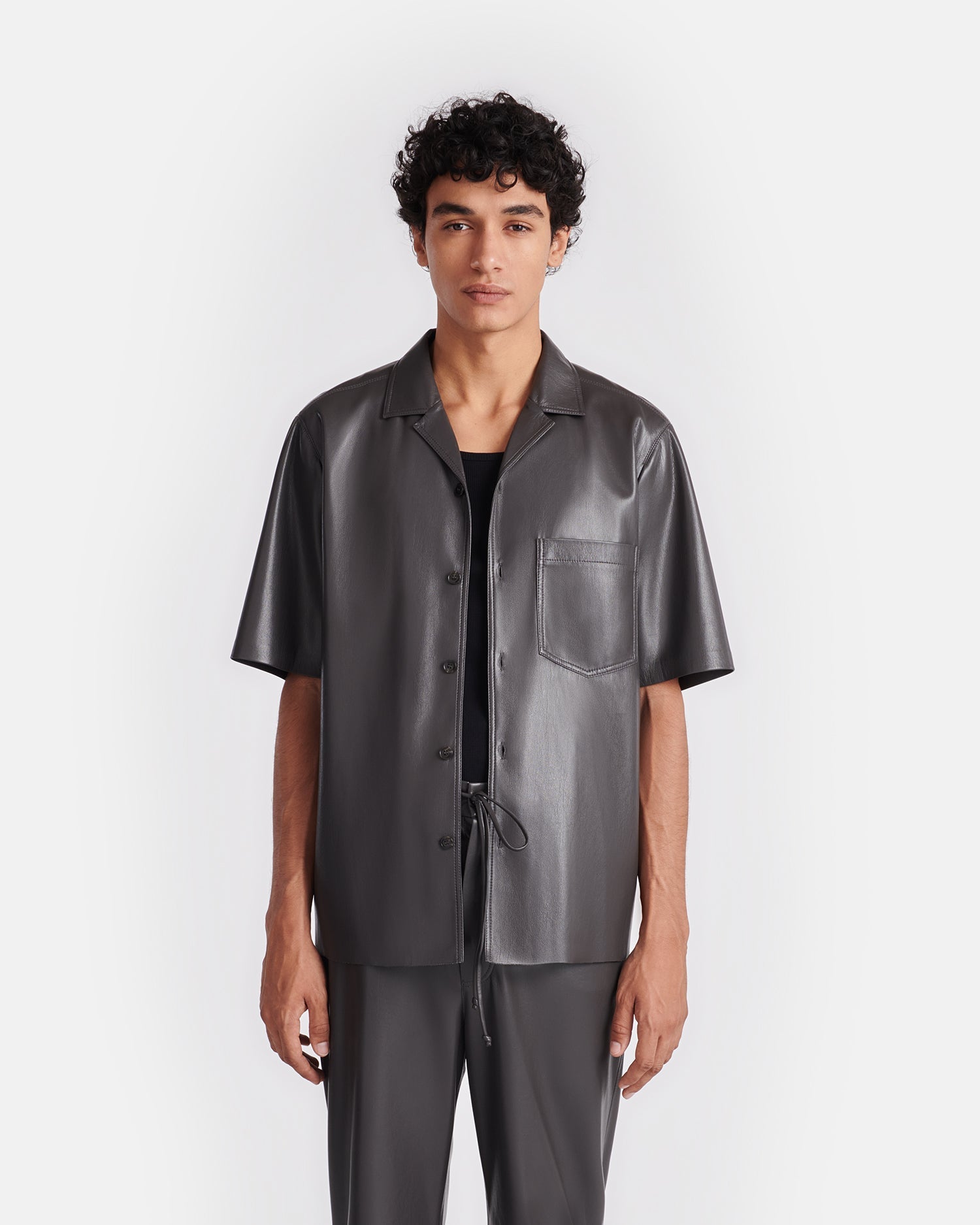 Mens | Bodil Okobor Alt-Leather Shirt | Midnight Green