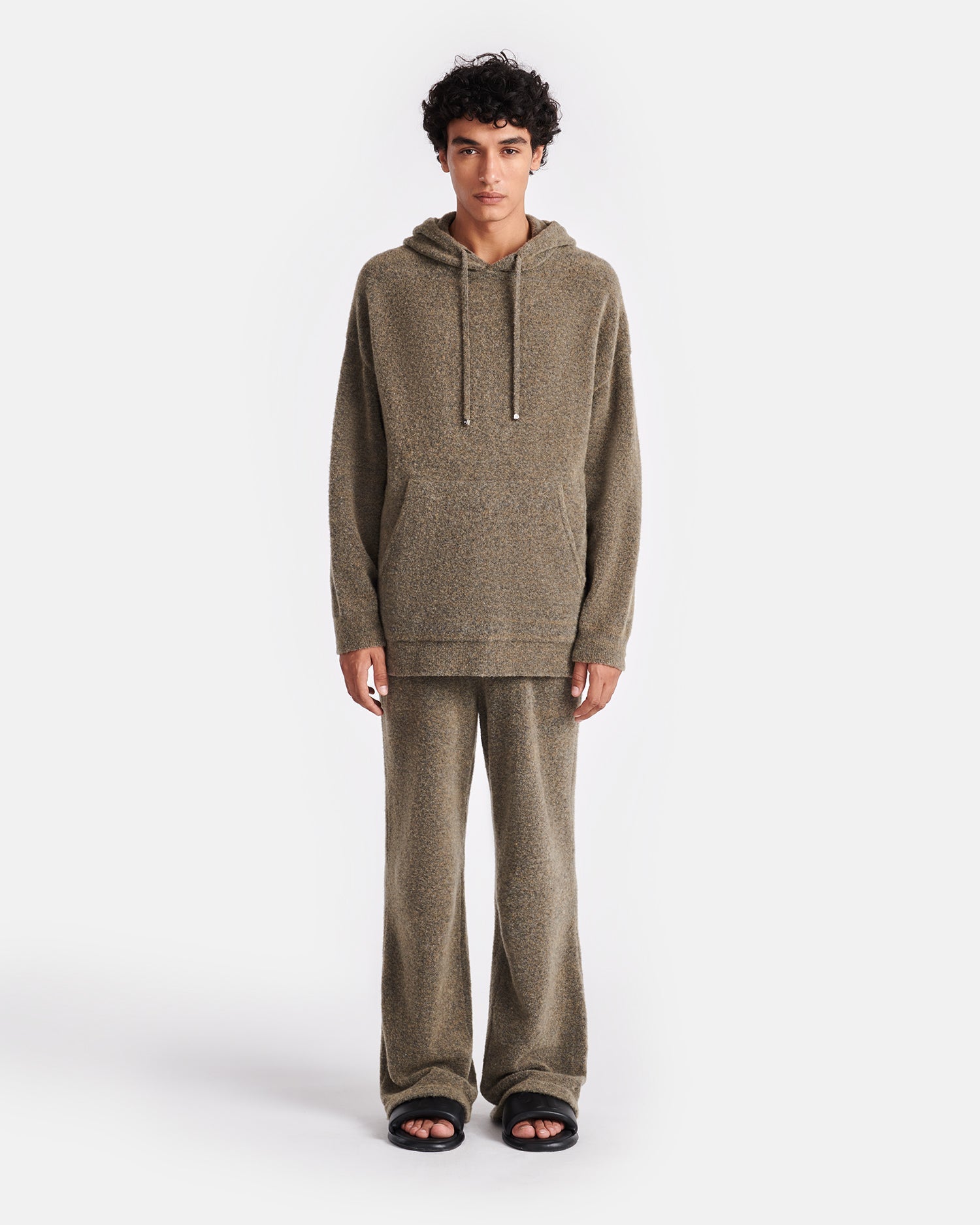 Mens | Ractor Compact Boucle Hoodie | Moss