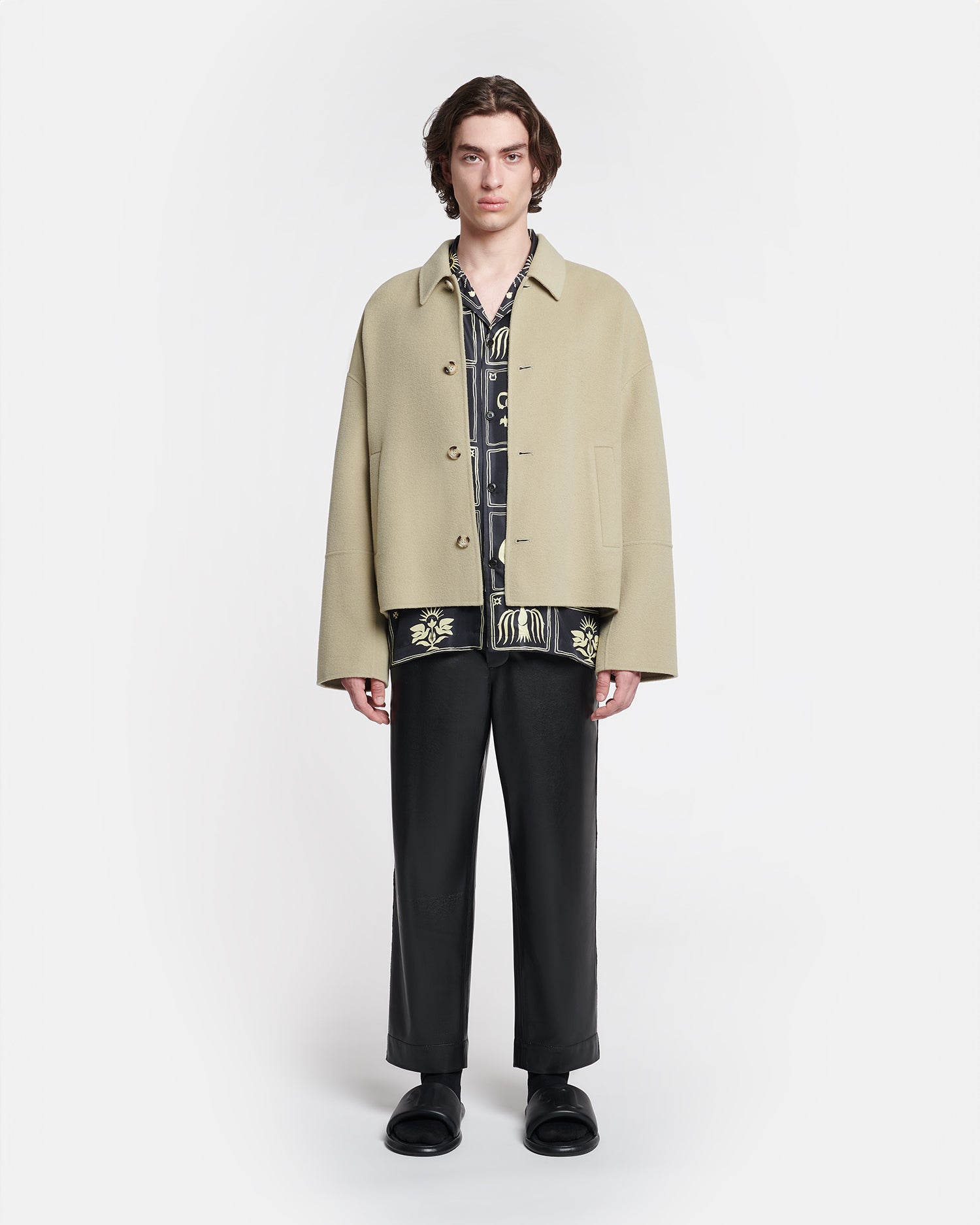 Mens | Marcin Double Wool And Silk Blend Jacket | Pale Olive