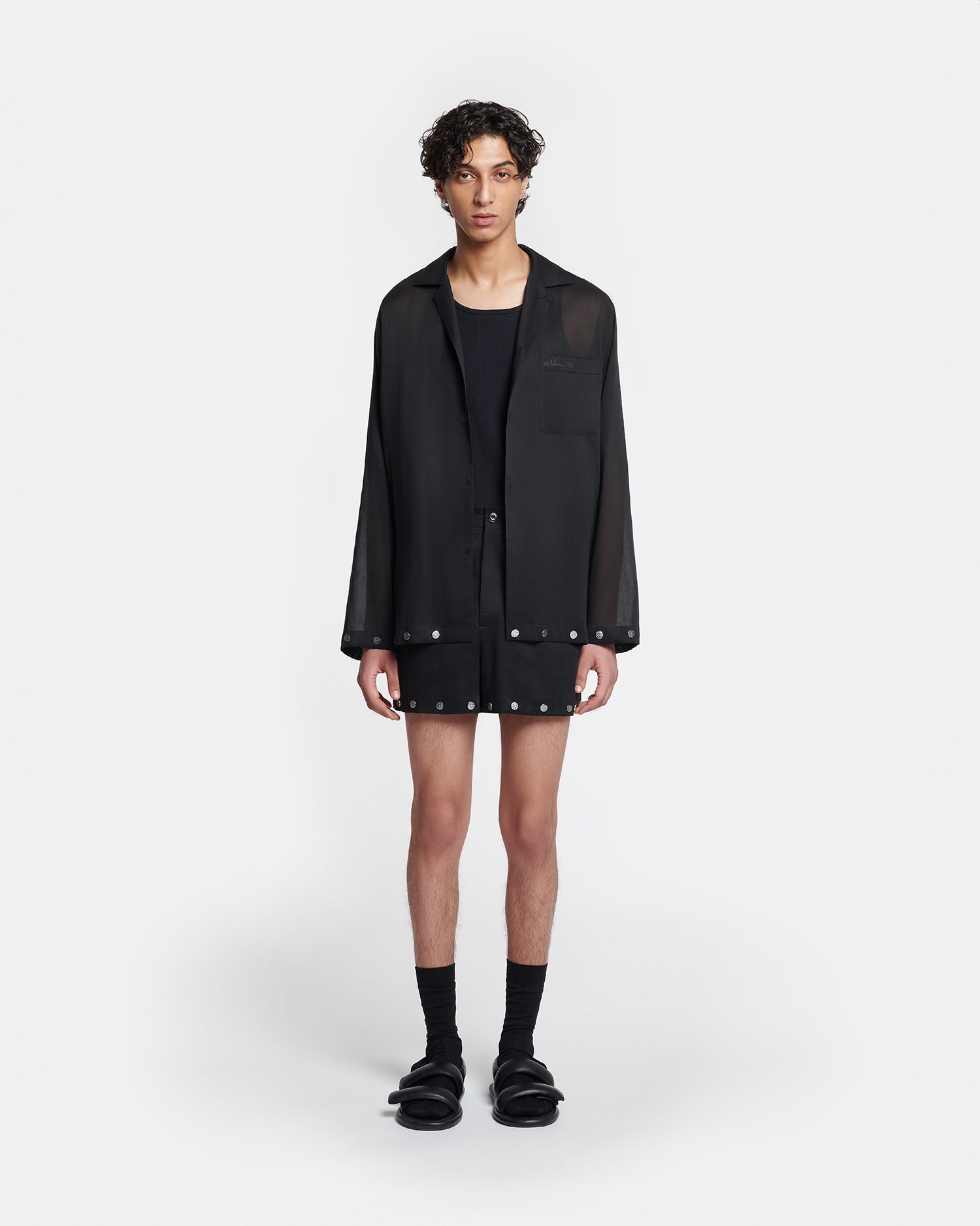 Mens | Tallon Studded Organza Bermuda Shorts | Black