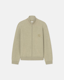 Mens | Poval Merino Wool Zip Cardigan | Stone