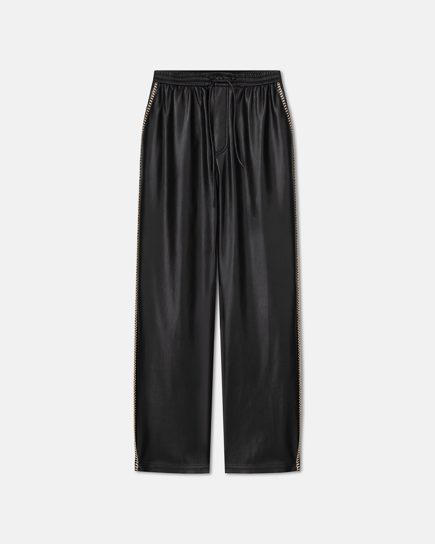 Mens | Ceron Raffia-Trimmed Okobor Alt-Leather Pants | Black