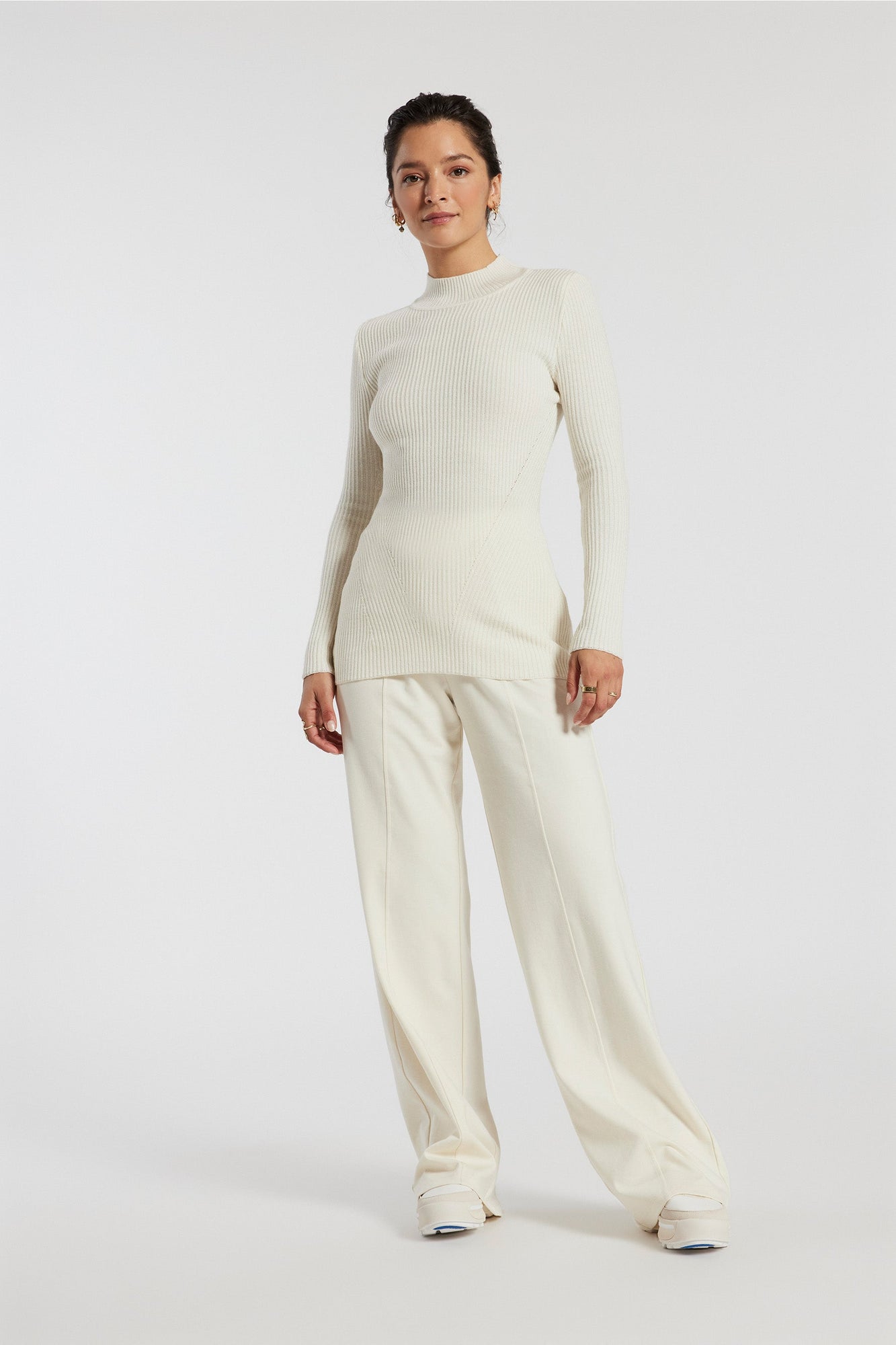 Norba | Cutout Turtleneck Top | Pearl White