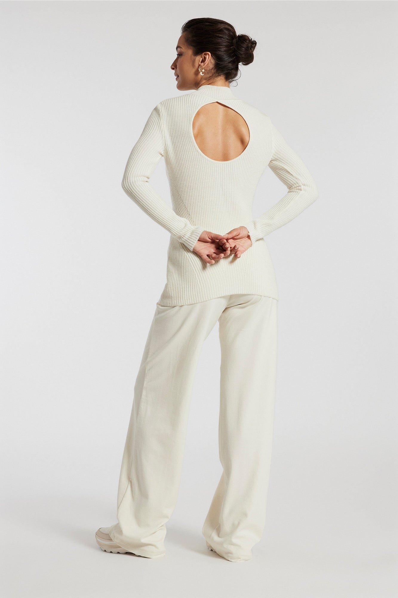 Norba | Cutout Turtleneck Top | Pearl White