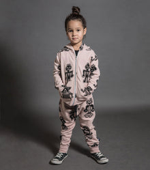 Kid | Tribal Dancers Zip Hoodie | Powder Pink