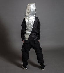 Kid | Half & Half Nylon Vest | Black x Silver