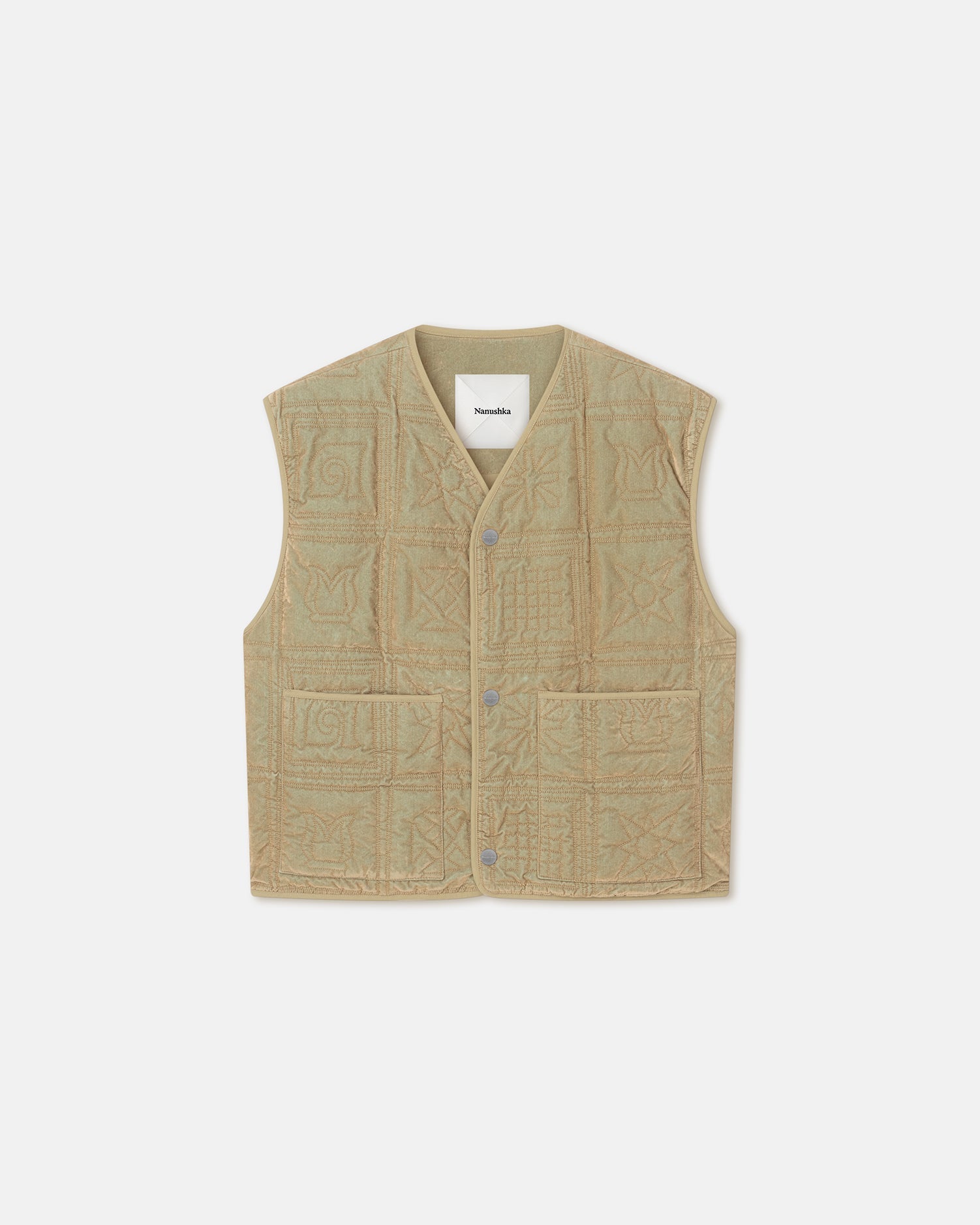 Unisex | Elvio Quilted Tech-Velvet Gilet | Iridescent Khaki