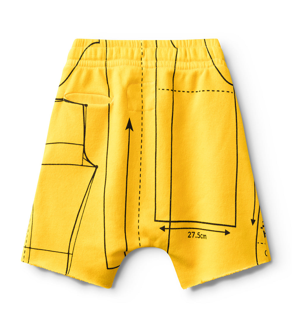 Kid | Sewing Pattern Sweatshorts | Lava Yellow