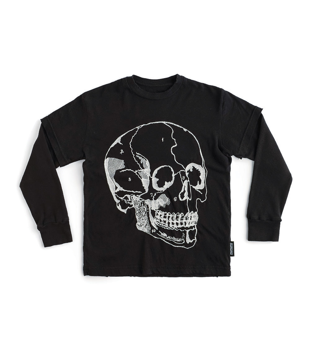 Kid | Embroidered Md Skull Shirt | Black