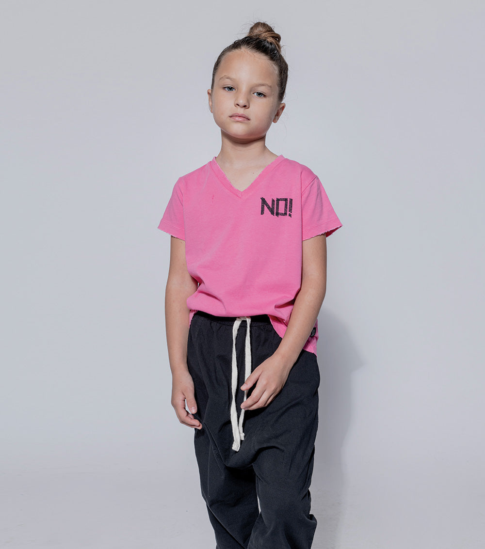 Kid | No! V Shirt | Lava Pink