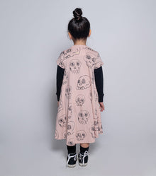 Kid | Scribbled Skulls 360 Dress | Powder Pink