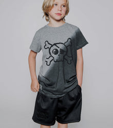 Kid | Gradient Skull T-Shirt | Dusty Heather Grey
