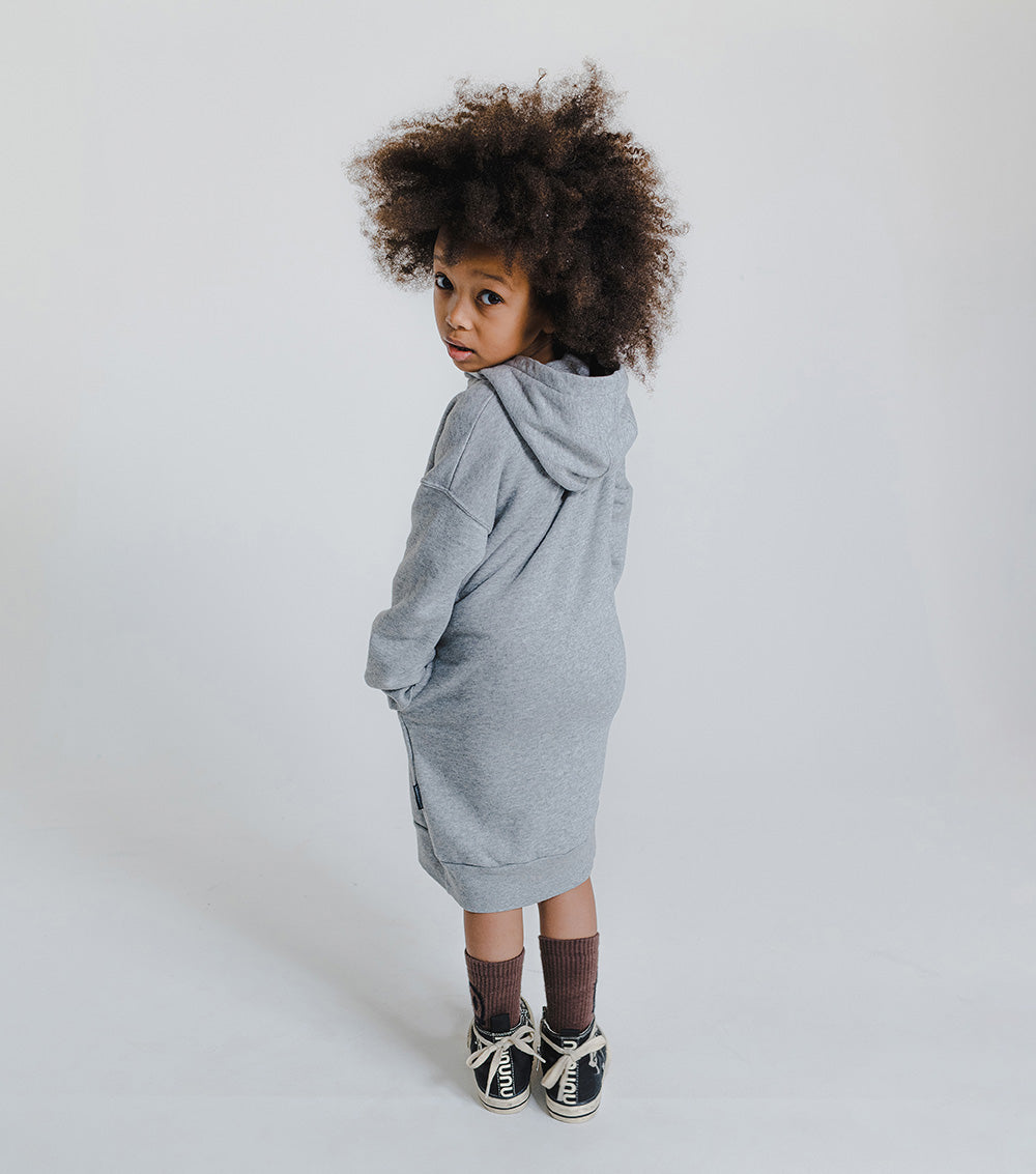 Kid | Goofy Skull Hooded Dress | Heather Grey