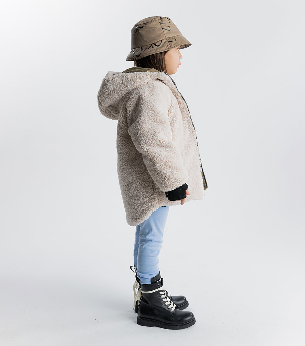 Kid | Reversible Sherpa Jacket | Olive