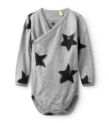 Newborn | Soft Faded Star Envelope Onesie | Heather Grey