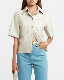 Womens | Sabine Okobor Alt-Leather Short Sleeve Shirt | Creme