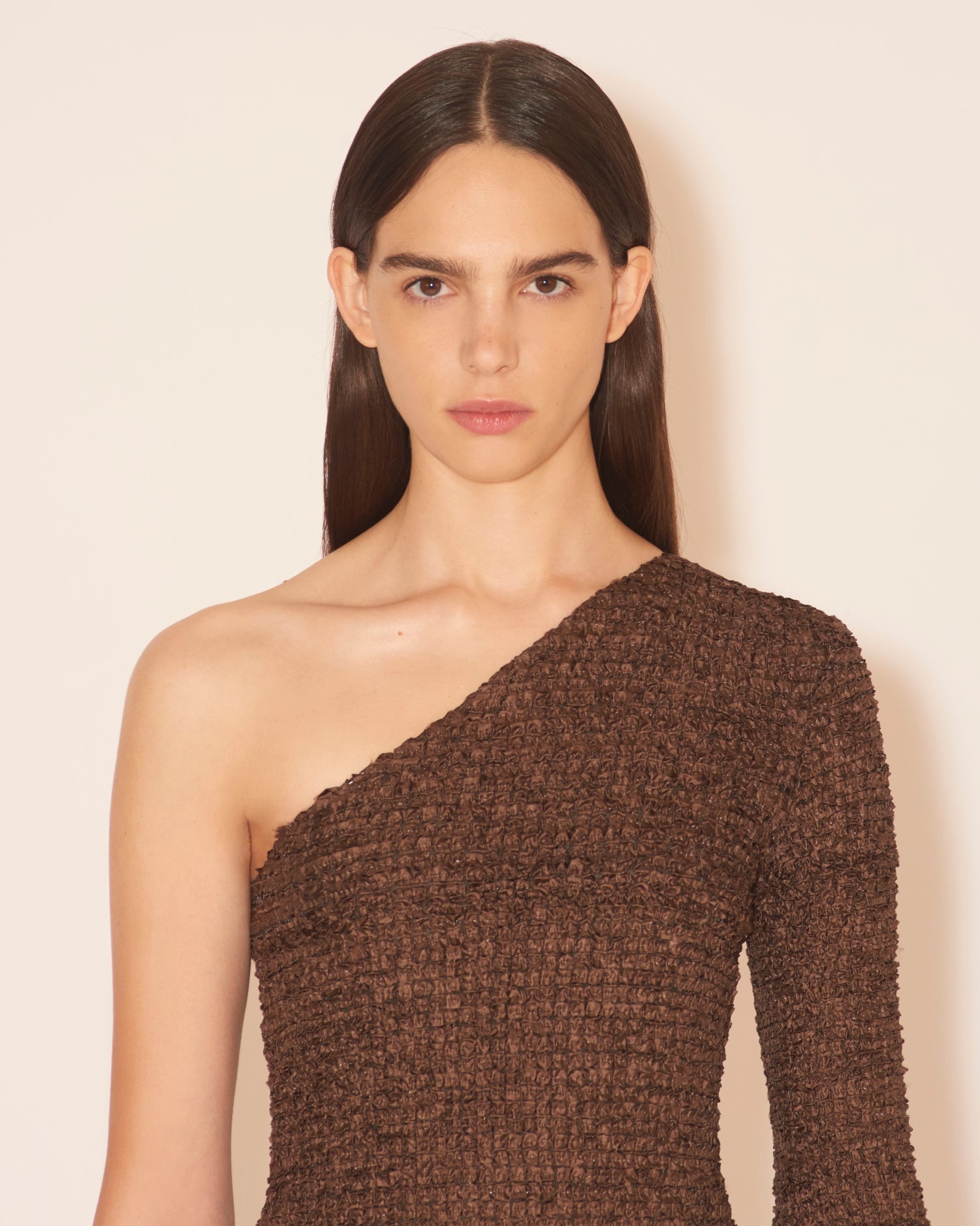 Womens | Mitra One Shoulder Dress | Brown