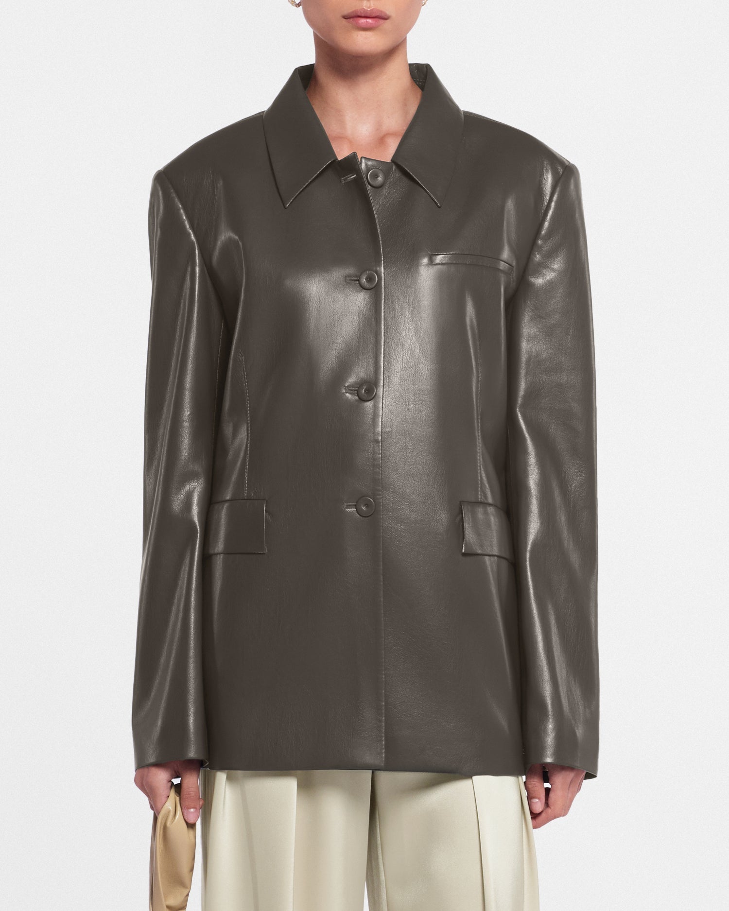 Womens | Hadasa Okobor Alt-Leather Blazer | Soil