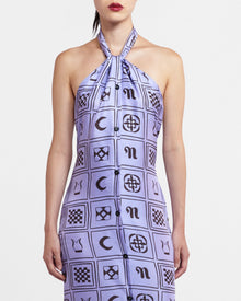 Womens | Elima Silk-Twill Halterneck Dress | Kopjafa Lilac