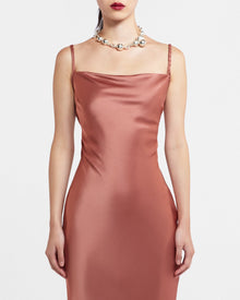 Womens | Fiore Slip-Satin Dress | Brown Terra