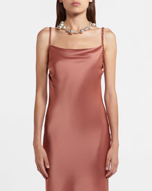 Womens | Merva Slip Satin Mini Dress | Brown Terra